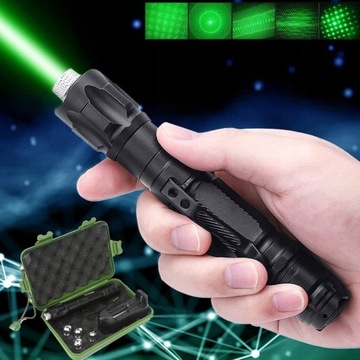 POTĘŻNY LASER ZIELONY WSKAZNIK LASEROWY WIELKA AKU + ŁADOWARKA I NAKŁADKA