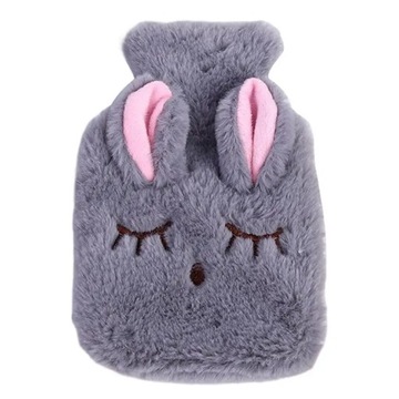 Cute Hot Water Bottle Bag For Girls Cartoon Plush Squinting Rabbit Shape