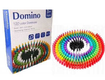 DOMINO KOLOROWE DREWNIANE KLOCKI UKŁADANKA DLA DZIECI ZESTAW MONTESSORI 120