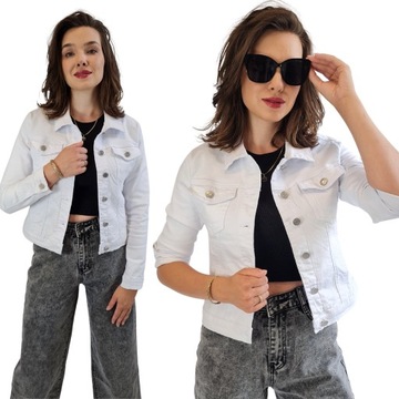 Katana Jeansowa Damska Biała Krótka, Modna Nowoczesna rozmiary S-XXL