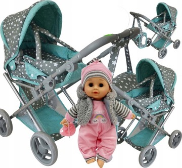 КОЛЯСКА ДЛЯ КУКОЛ, ПЕРЕНОСКА, СУМКА, ПОСЛАНИЕ + ПОЮЩИЙ МАЛЫШ