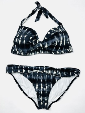 Kostium kąpielowy dwuczęściowy bikini M 38 szary wzorzysty