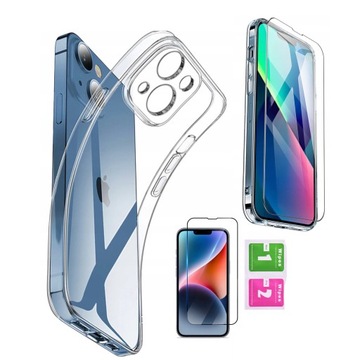 ETUI IPHONE 13 IPHONE 14 CRYSTAL CASE CLEAR + SZKŁO 9D BEZBARWNE