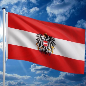 ФЛАГ АВСТРИИ АВСТРИЙСКИЙ 120х80СМ НА АВСТРИЙСКОЙ МАЧТЕ