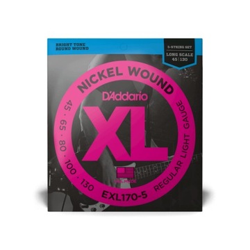 Struny do gitary basowej D'ADDARIO EXL170-5 45-130,Struny do basu