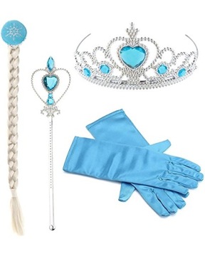 ЗАМОРОЖЕННОЕ ПЛАТЬЕ ЭЛЬЗА ЗАМОРОЖЕННОЕ 3-4Л E1 + НАБОР ИЗ 5 АКСЕССУАРОВ