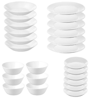 IKEA OFTAST Komplet talerzy i misek dla 6 osób 24 elementy
