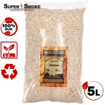 SUPER SMOKE Zrębki wędzarnicze BUK size:S (Small) 5 litrów, mocna folia