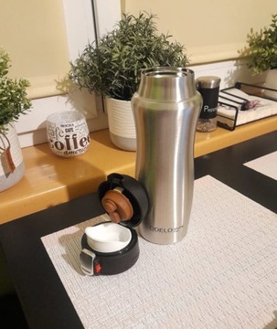 KUBEK TERMICZNY TERMOS Z BLOKADĄ 450ml SILVER