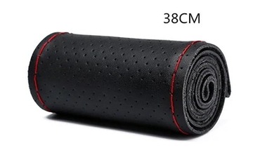 GNUPME Ręcznie szyta osłona kierownicy 36-40cm DIY Skórzany warkocz na