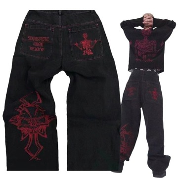 spodnie męskie jeansy Streetwear JNCO Jeans Y2k Hi