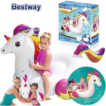 BESTWAY DMUCHANY JEDNOROŻEC DO PŁYWANIA 41114 MATERAC 150cm x 117cm