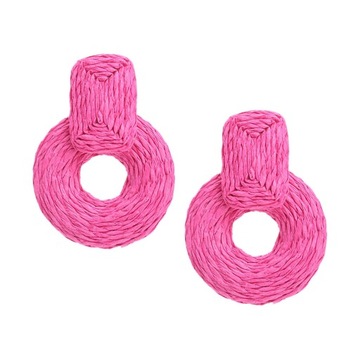 Moda Boho Geometric Dangle Rafia Rose Red