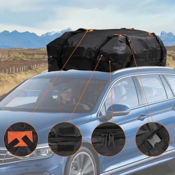 ВОДОНЕПРОНИЦАЕМАЯ СУМКА НА КРЫШУ ДЛЯ ПУТЕШЕСТВИЙ И ТРАНСПОРТИРОВКИ БАГАЖА, ОБЪЕМОМ 425 Л.