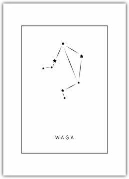 Plakat Znaki Zodiaku Waga 21x30 żywioły astrologiczne Gwiazdy home decor