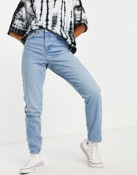 damskie niebieskie mom jeans defekt W25 L28