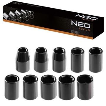 NEO KOMPLET ZESTAW NASADKI 6-KĄTNE UDAROWE 1/2'''' 10-24 MM 10 SZTUK 12-101