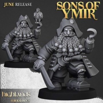 Dwarf Pirates Captain Highlands Miniatures