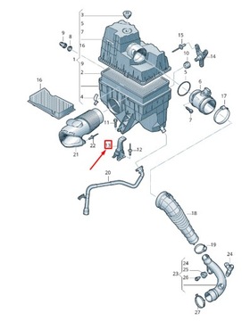 DRŽÁKY DRŽÁK OPĚRADLO FILTRU VZDUCHU VW T5 2.5 TDI FACELIFT 7H0129671B