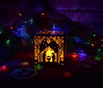 Ажурный фонарь, фонарь, вертеп, конюшня, белый