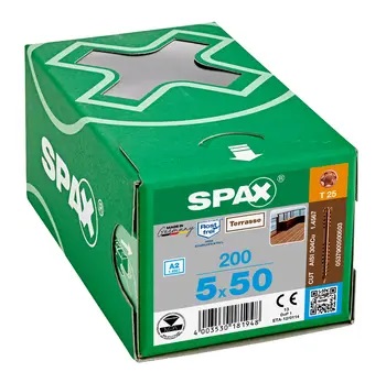 SPAX wkręty tarasowe 5x50mm A2 200sztuk stare złoto antyk
