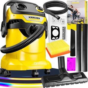 POTĘŻNY ODKURZACZ PRZEMYSŁOWY KARCHER WD 5 TURBO NADMUCH 4500W ZESTAW XXXXL