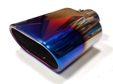 БЕСПЛАТНАЯ ПОДАРКА# НАКОНЕЧНИК ВЫХЛОПНОЙ НЕРЖАВЕЮ НЕРЖАВЕЮЩИЙ ГОЛУБОЙ-ХРОМ 136/80 мм