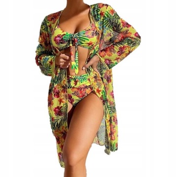 STRÓJ KĄPIELOWY BIKINI WYSOKI STAN PAREO BOHO