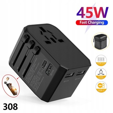 Międzynarodowy uniwersalny adapter podróżny USB