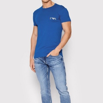 Emporio Armani t-shirt koszulka męska niebieska crew-neck S
