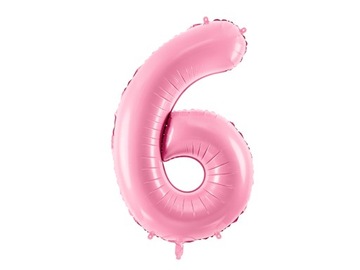 Balon Foliowy Cyfra 6 Różowa 86cm Różowy na hel