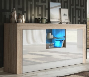 КОМОД СТОЛИК ШКАФ ДУБ/БЕЛЫЙ ГЛЯНЦЕВЫЙ RTV E111