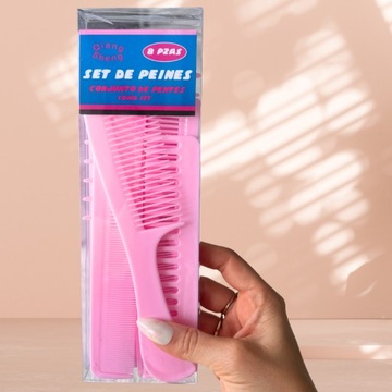 Набор расчесок для расчесывания красящих масок, розовый, 8 шт.