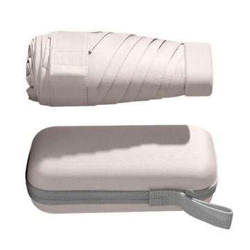 Мини-зонтик для путешествий, ручной зонтик для защиты от солнца, прочный, 6 ребер, бежевый цвет