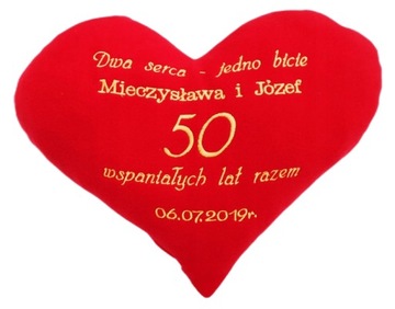 Duża Poduszka miłosna SERCE ROCZNICA prezent HAFT