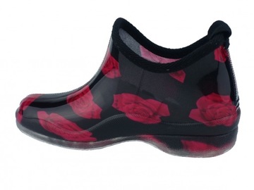 БОТИНКИ ЖЕНСКИЕ РЕЗИНОВЫЕ, ЦВЕТЫ, КОРОТКИЕ РЕЗИНОВЫЕ БОТИНКИ, РОЗА