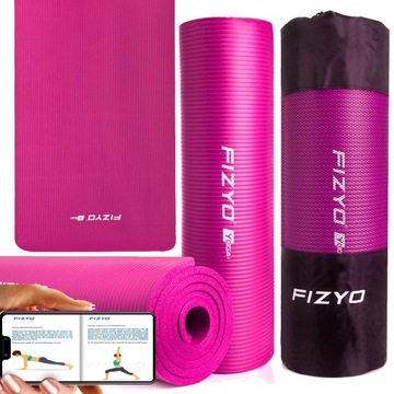 FIZYO MATA DO ĆWICZEŃ JOGA FITNESS PILATES ANTYPOSLIZGOWA GRUBA NBR RÓŻOWA