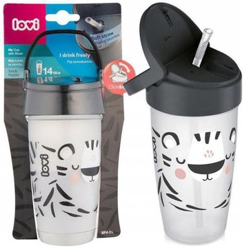 LOVI Kubek ze Słomką ACTIVE Salt&Pepper 350ml