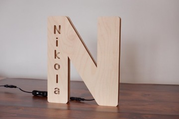 СВЕТОДИОДНЫЙ НОЧНИК С ИМЯ РЕБЕНКА БУКВАМИ АЛФАВИТА надпись подарочная RGB