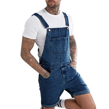 Spodnie męskie krótkie ogrodniczki na szelkach jeansowe Deep Blue r. S