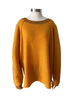 OSKA luźny wełniany żółty sweter oversize z WEŁNA +ALPAKA XL marka premium