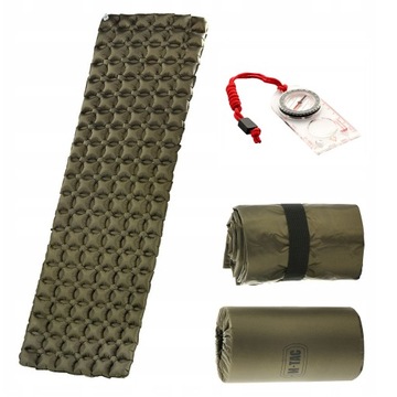 Materac jednoosobowy Dmuchany Karimata MTac 195x60cm + Kompas mapowy M-Tac