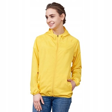 KURTKA PRZECIWDESZCZOWA Z KAPTUREM WIATRÓWKA LEKKA UNISEX ŻÓŁTA ROZ L