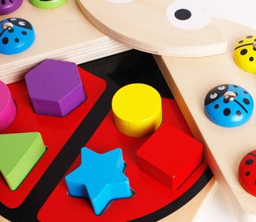 DREWNIANA UKŁADANKA SORTER KLOCKI MONTESSORI