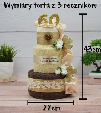 TORT z ręczników PREZENT Urodziny Rocznica 25 Ślub