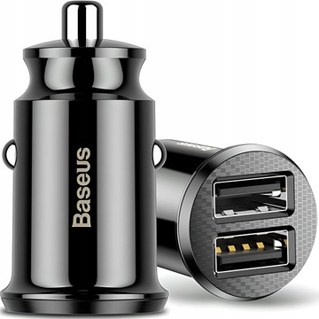 Ładowarka samochodowa USB x2 5V 3.1A BLACK BASEUS