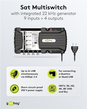 Спутниковый мультисвитч 9 входов 4 выхода
