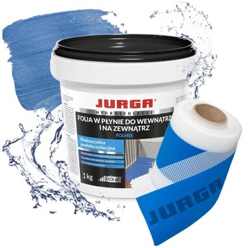 Folia w Płynie Hydroizolacja Łazienki Balkonu Tarasu 1 kg + Taśma 10m JURGA