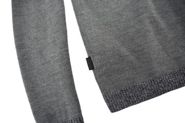 HUGO BOSS sweter męski szary wełna dekolt V-neck serek elegancki L