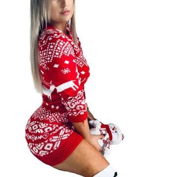 SUKIENKA ŚWIĄTECZNA MINI SWETERKOWA 36 S